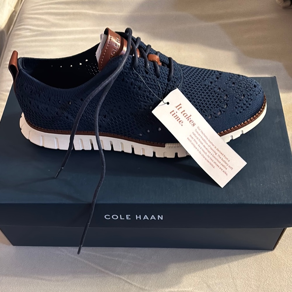 Cole Haan Blue and White Sneakers with Knit Upper